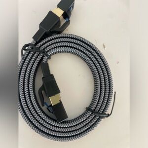 Ethernet 3 feet Black and Gray Charging Cable